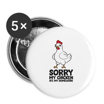 Mon poulet a mangé Mon exercice à la maison - Lot de 5 grands badges (56 mm) - blanc - Devant