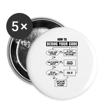 Programmiercode Codierung Lustiges Debug-Geschenk - Buttons groß 56 mm (5er Pack) - Weiß - Vorne