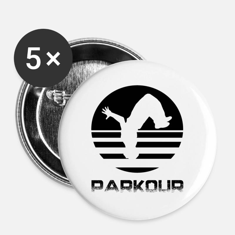 Parkour - Buttons groß 56 mm (5er Pack) - Weiß