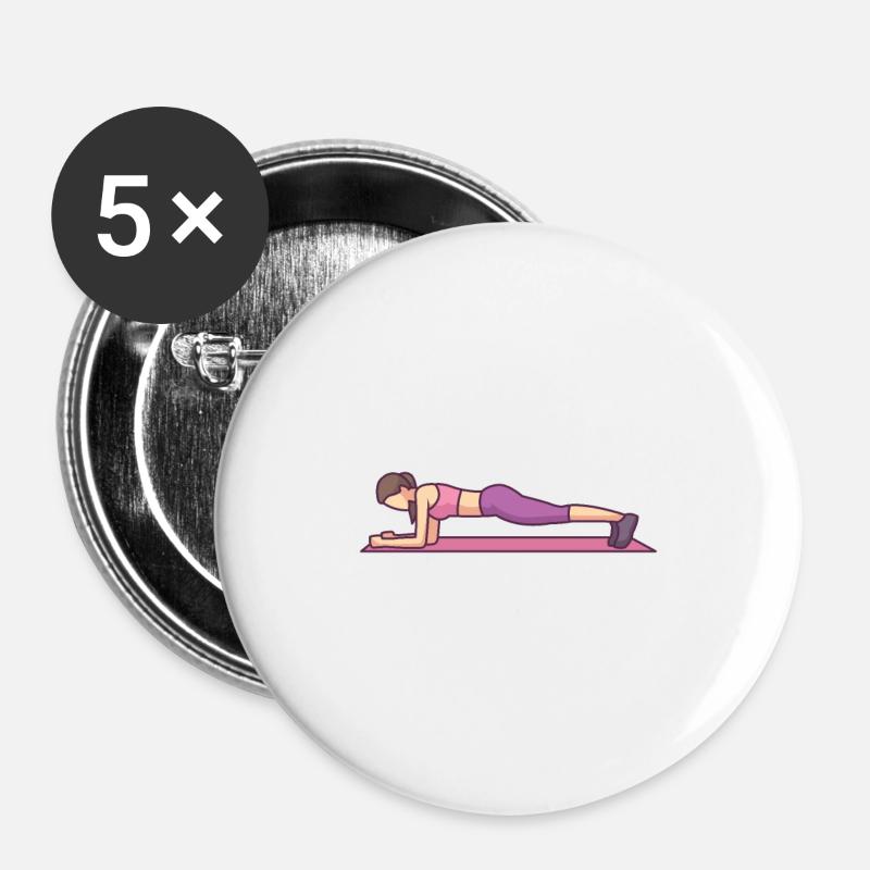 Young Woman Doing Plank Workout - Buttons large 2.2''/56 mm (5-pack) - white