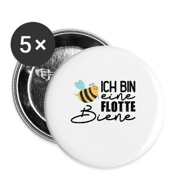 Ich bin eine flotte Biene - Buttons groß 56 mm (5er Pack) - Weiß - Vorne