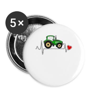 HERZSCHLAG TRAKTOR - Buttons groß 56 mm (5er Pack) - Weiß - Vorne