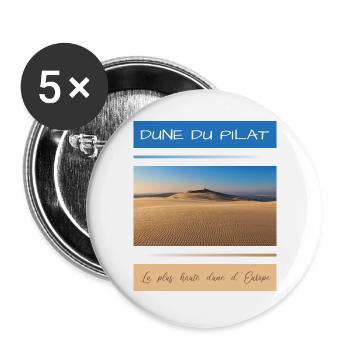 Dune du Pilat - la plus haute dune d'Europe - Lot de 5 grands badges (56 mm) - blanc - Devant