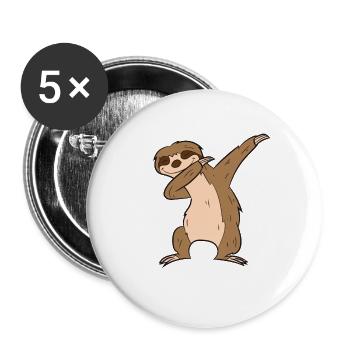 Dabbing Faultier Süßes Dabbendes Faultier - Buttons groß 56 mm (5er Pack) - Weiß - Vorne