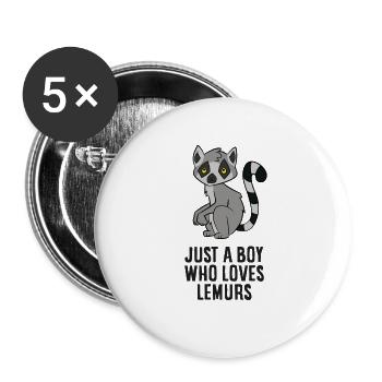 Just a Boy Who Loves Lemurs - Buttons large 2.2''/56 mm (5-pack) - white - Front