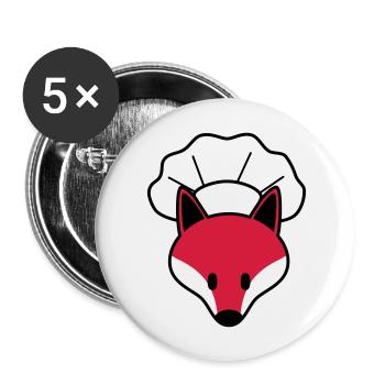Fuchs als Koch mit Kochmütze - Buttons groß 56 mm (5er Pack) - Weiß - Vorne