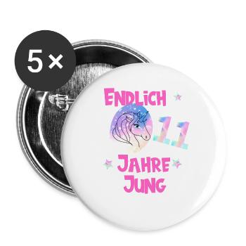 Geburtstag 11 Jahre,Geschenkidee,Geschenk - Buttons groß 56 mm (5er Pack) - Weiß - Vorne
