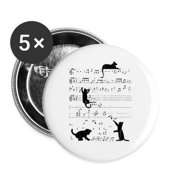 Cute cat musical note vintage sheet music musician - Buttons large 2.2''/56 mm (5-pack) - white - Front
