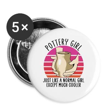 Pottery girl like a normal girl - Buttons large 2.2''/56 mm (5-pack) - white - Front