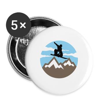 Snowboard - Lot de 5 grands badges (56 mm) - blanc - Devant