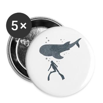 Whale Shark Freediver - Buttons large 2.2''/56 mm (5-pack) - white - Front