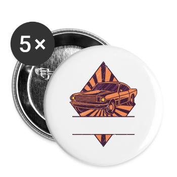 MUSCLE CAR Gift US Car Meet for Auto - Buttons large 2.2''/56 mm (5-pack) - white - Front