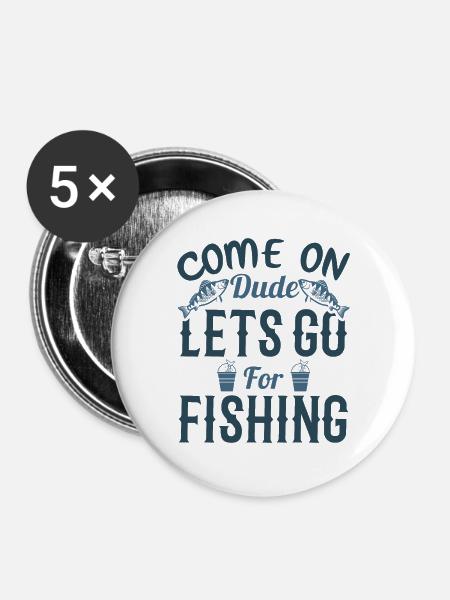 Fischer fischen frische Fische - Buttons groß 56 mm (5er Pack) - Weiß