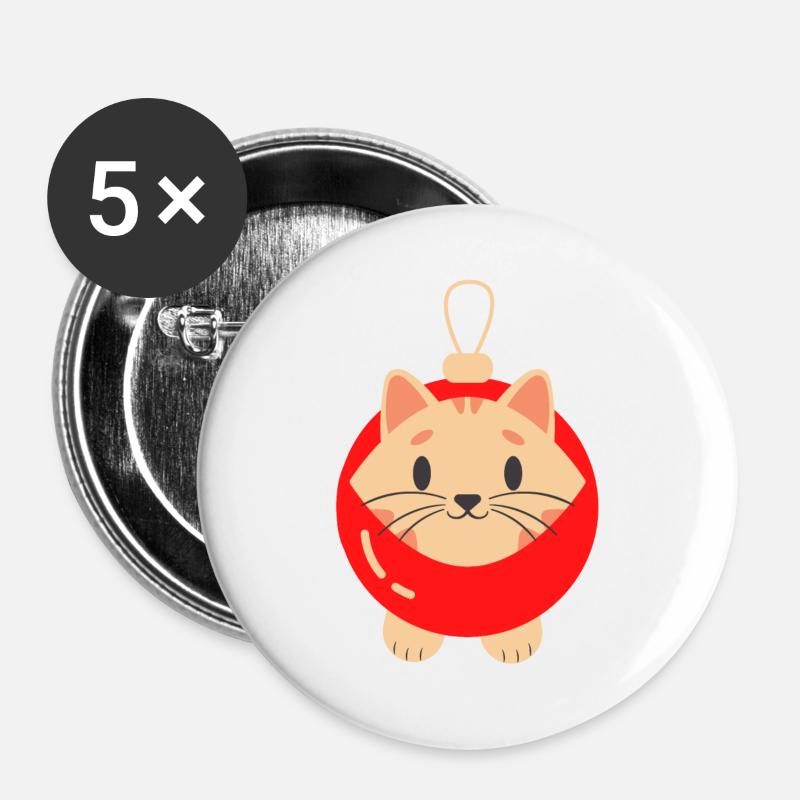 Cat funny gift christmas cat owner - Buttons large 2.2''/56 mm (5-pack) - white