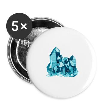 Mineralien Sammler Kristalle - Buttons groß 56 mm (5er Pack) - Weiß - Vorne