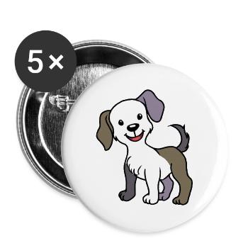 Hund Gassi Hundehalter Haustiere Köter Tierheim - Buttons groß 56 mm (5er Pack) - Weiß - Vorne