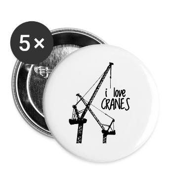 J'aime le cadeau de chantier de construction d'opérateur de grue de grue - Lot de 5 grands badges (56 mm) - blanc - Devant
