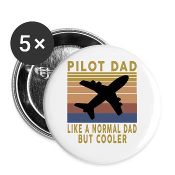 Papa pilote de cadeau vintage comme un papa normal, mais cool - Lot de 5 grands badges (56 mm) - blanc - Devant