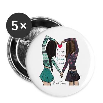 best Friend - Lot de 5 grands badges (56 mm) - blanc - Devant