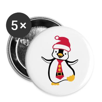 Weihnachten Pinguin - Buttons groß 56 mm (5er Pack) - Weiß - Vorne