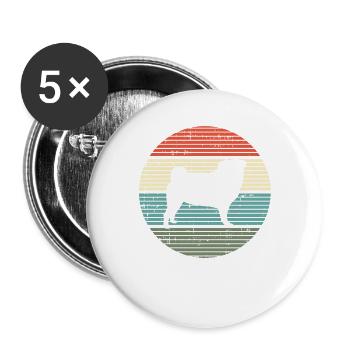 Mops Retro Hund Hundeliebhaber Hundeliebe Geschenk - Buttons groß 56 mm (5er Pack) - Weiß - Vorne