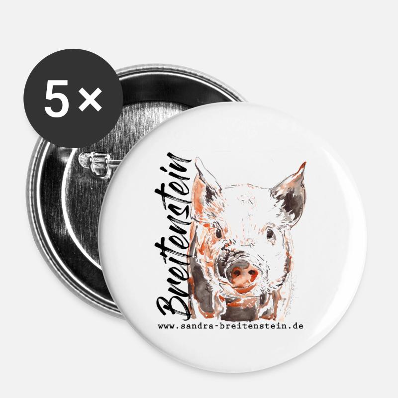Piggy - Buttons large 2.2''/56 mm (5-pack) - white