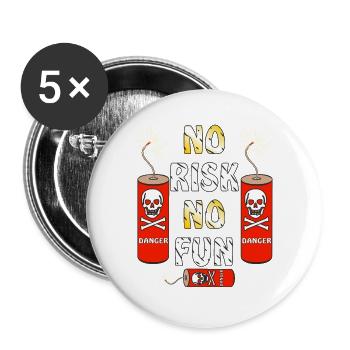 BÖLLER NO RISK NO FUN - Buttons groß 56 mm (5er Pack) - Weiß - Vorne