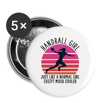 fille de handball - Lot de 5 grands badges (56 mm) - blanc - Devant