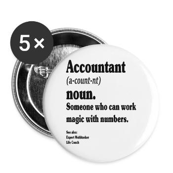 Accountant - Buttons large 2.2''/56 mm (5-pack) - white - Front