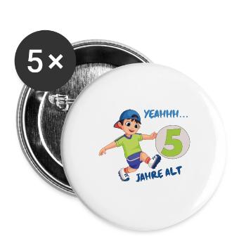 Kindergeburtstagsdesign mit Zahl 5 - Buttons groß 56 mm (5er Pack) - Weiß - Vorne