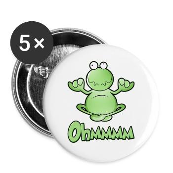 Ohmmm, yoga, grenouille méditante, jambes croisées - Lot de 5 grands badges (56 mm) - blanc - Devant