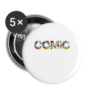 COMIC GIFT - Buttons large 2.2''/56 mm (5-pack) - white - Front
