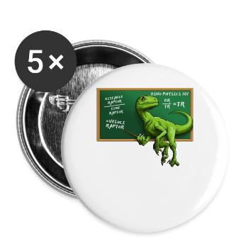 Lustiger Velociraptor Sarcastic Dino 101 Raptor Dinos - Buttons groß 56 mm (5er Pack) - Weiß - Vorne