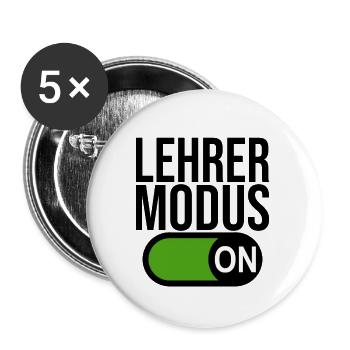 Lehrer Modus (schwarz) - Buttons groß 56 mm (5er Pack) - Weiß - Vorne
