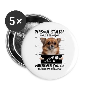 Chihuahua - Lot de 5 grands badges (56 mm) - blanc - Devant