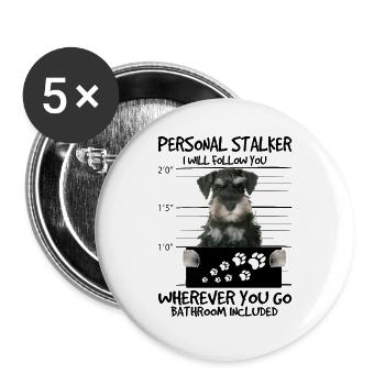Schnauzer - Buttons groß 56 mm (5er Pack) - Weiß - Vorne