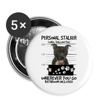 Staffordshire Bull Terrier - Lot de 5 grands badges (56 mm) - blanc - Devant
