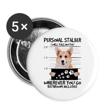 Welsh Corgi - Buttons large 2.2''/56 mm (5-pack) - white - Front