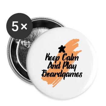 keep calm and play board games - Buttons large 2.2''/56 mm (5-pack) - white - Front