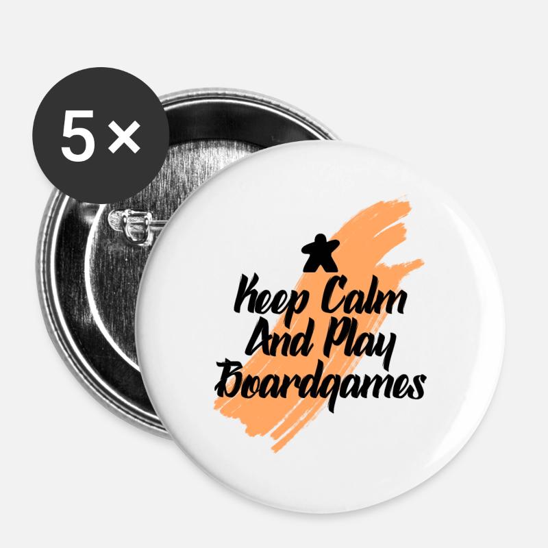 keep calm and play board games - Buttons large 2.2''/56 mm (5-pack) - white