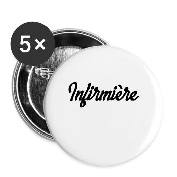 infirmière - Lot de 5 grands badges (56 mm) - blanc - Devant