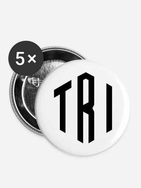 TRI TRIATHLON - Buttons groß 56 mm (5er Pack) - Weiß