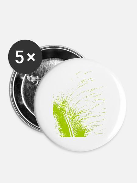 Abstrakte Feder / Linie / grün / Muster - Buttons groß 56 mm (5er Pack) - Weiß