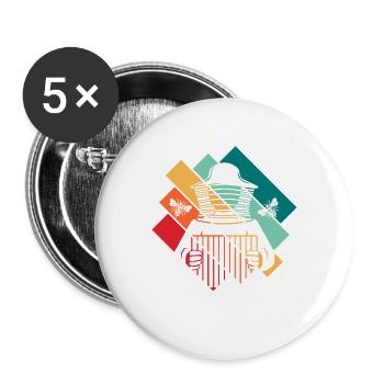 Imker Bienenzüchter - Buttons groß 56 mm (5er Pack) - Weiß - Vorne