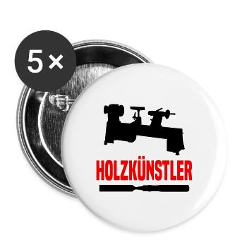 Holzkünstler Drechsler Drechselbank - Buttons groß 56 mm (5er Pack) - Weiß - Vorne