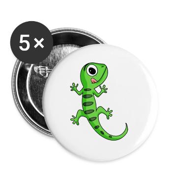Gecko - Lot de 5 grands badges (56 mm) - blanc - Devant