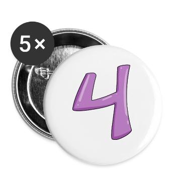 Nummer 4 Zahl Ziffer - Buttons groß 56 mm (5er Pack) - Weiß - Vorne