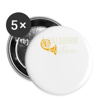 Waldhorn Flüsterer Musiker Hornist Blasmusik - Buttons groß 56 mm (5er Pack) - Weiß - Vorne