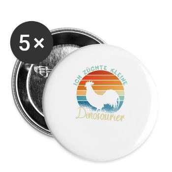 J'élève des petits dinosaures - les amateurs de poulet - Lot de 5 grands badges (56 mm) - blanc - Devant
