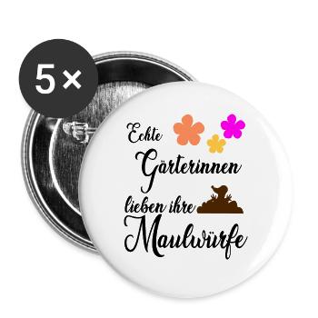 Maulwurf Maulwürfe Garten Geschenk - Buttons groß 56 mm (5er Pack) - Weiß - Vorne